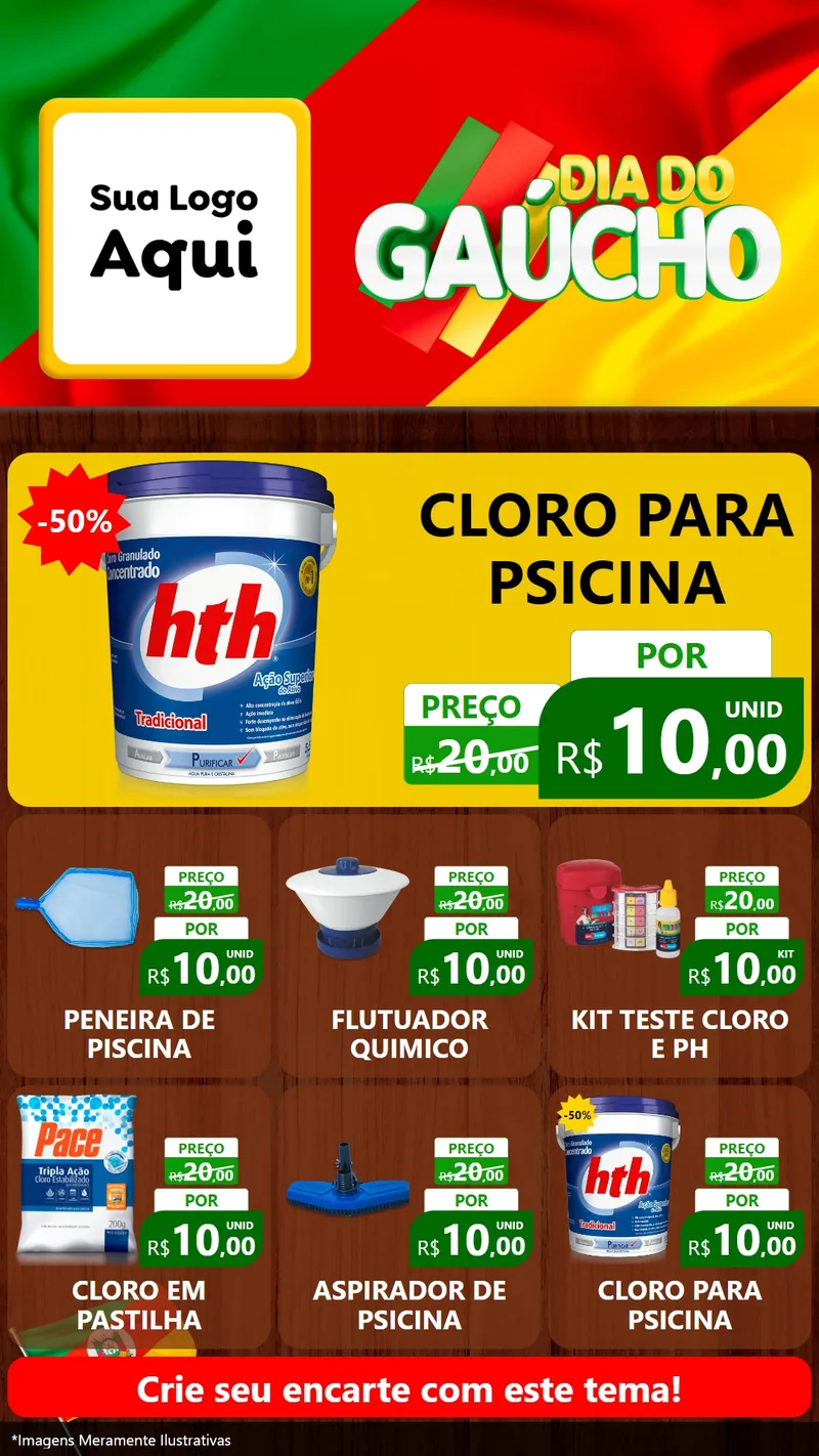 Modelo de Rede Social para Stories com o tema Dia do Gaúcho para Produtos para Piscina