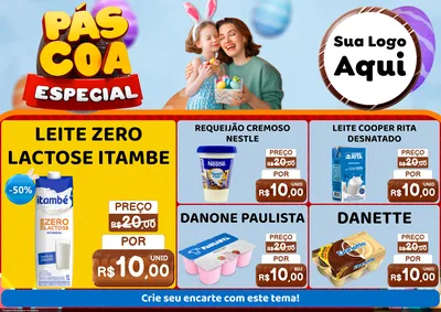 Modelo de Encarte para Encarte A4 Horizontal com o tema Páscoa Especial para Frios e Laticínios