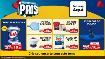 Modelo de TV para TV Horizontal com o tema Oferta Do Dia Dos Pais para Produtos para Piscina