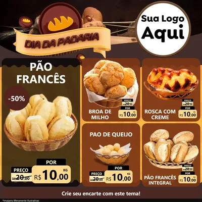 Modelo de Rede Social para Feed Facebook com o tema Dia da Padaria para Padaria