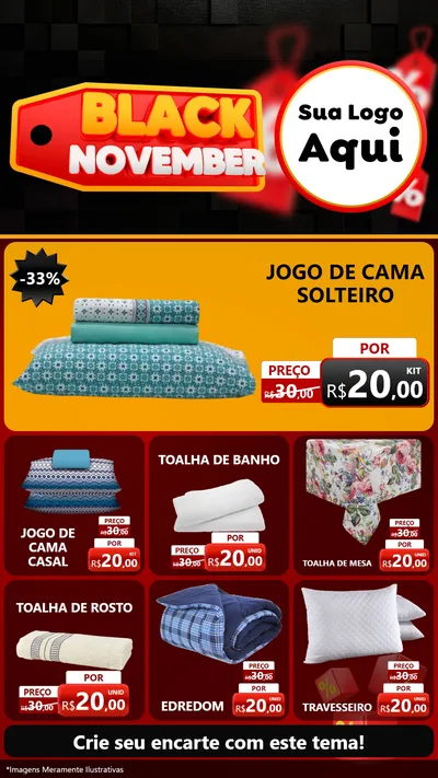 Modelo de Rede Social para Stories com o tema Black November para Cama, Mesa e Banho