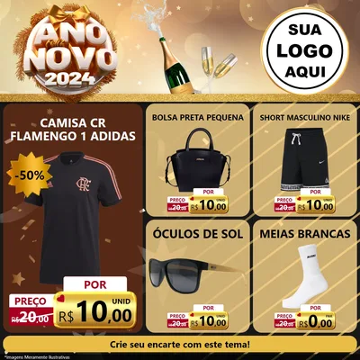 Modelo de Rede Social para Feed Facebook com o tema Feliz Ano Novo 2027 para Roupas e acessórios