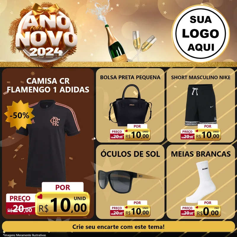 Modelo de Rede Social para Feed Facebook com o tema Feliz Ano Novo 2027 para Roupas e acessórios