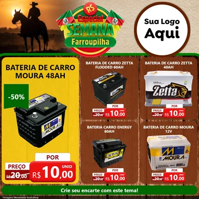 Modelo de Rede Social para Feed Facebook com o tema Especial Semana Farroupilha para Baterias Elétricas