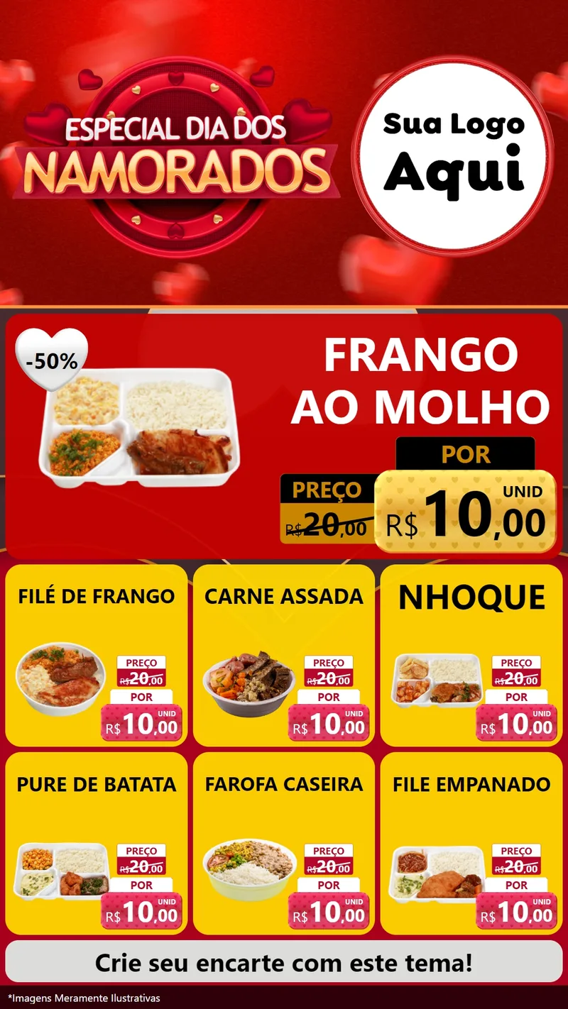 Modelo de Rede Social para Stories com o tema Especial Dia Dos Namorados para Restaurante