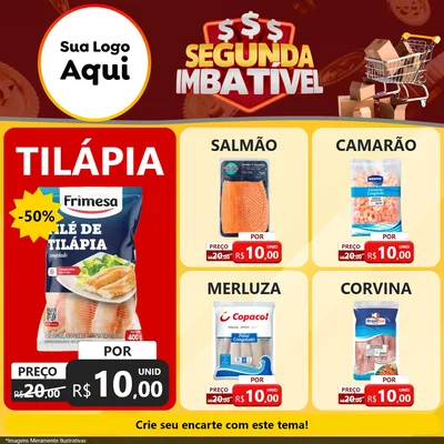 Modelo de Rede Social para Feed Facebook com o tema Segunda Imbatível para Peixaria