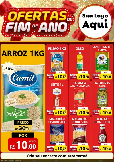 Modelo de Encarte para Encarte A4 Vertical com o tema Ofertas de Fim de Ano para Supermercado