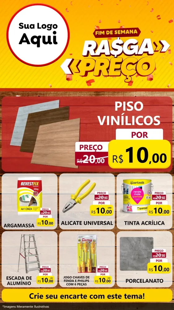 Modelo de Rede Social para Stories com o tema Fim de Semana Rasga Preços para Material para Construção