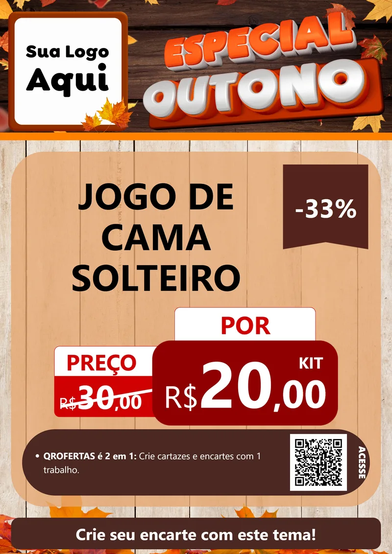 Modelo de Cartaz para Cartaz A4 Vertical com o tema Especial Outono para Cama, Mesa e Banho