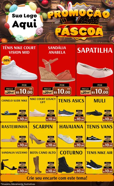 Modelo de Encarte para Encarte Grande com o tema Promoção Páscoa para Calçados