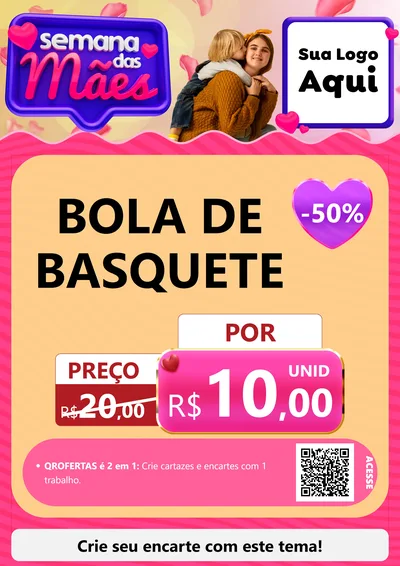 Modelo de Cartaz para Cartaz A4 Vertical com o tema Semana das Mães para Artigos Esportivos