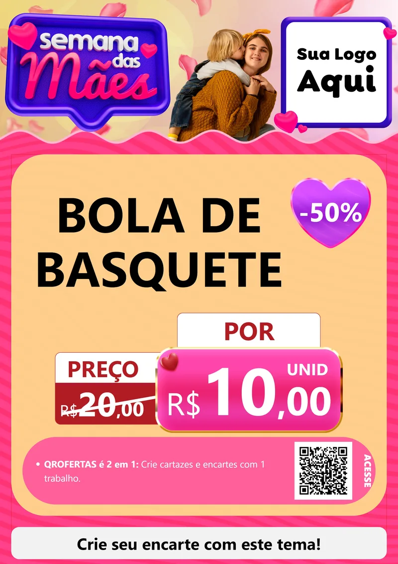 Modelo de Cartaz para Cartaz A4 Vertical com o tema Semana das Mães para Artigos Esportivos