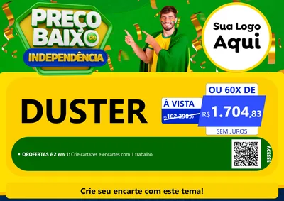 Modelo de Cartaz para Cartaz A4 Horizontal com o tema Preço Baixo de Independência para Concessionaria de Carros