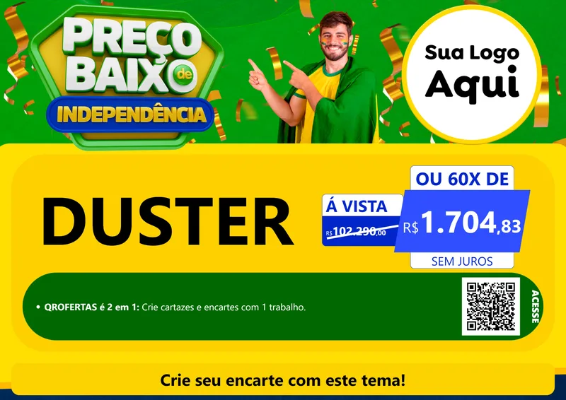 Modelo de Cartaz para Cartaz A4 Horizontal com o tema Preço Baixo de Independência para Concessionaria de Carros