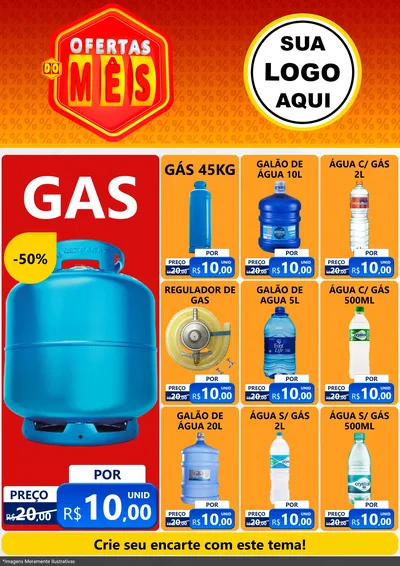 Modelo de Encarte para Encarte A4 Vertical com o tema Ofertas do Mês para Água e gás