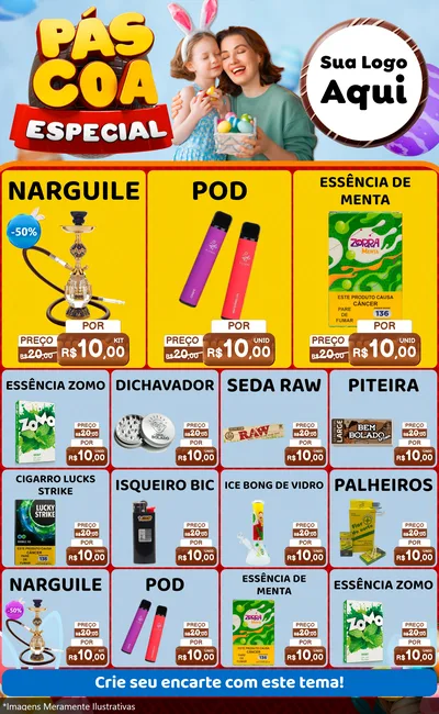 Modelo de Encarte para Encarte Grande com o tema Páscoa Especial para Tabacaria