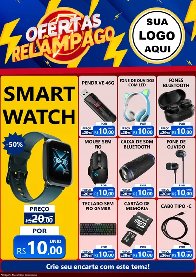 Modelo de Encarte para Encarte A4 Vertical com o tema Ofertas Relâmpago para Informática