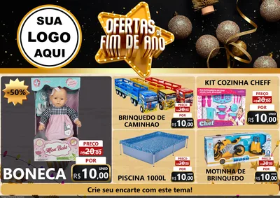Modelo de Encarte para Encarte A4 Horizontal com o tema Ofertas de Fim de Ano para Brinquedos