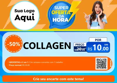 Modelo de Cartaz para Cartaz A4 Horizontal com o tema Super Oferta da Hora para Suplementos alimentares