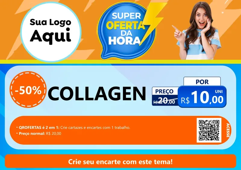 Modelo de Cartaz para Cartaz A4 Horizontal com o tema Super Oferta da Hora para Suplementos alimentares