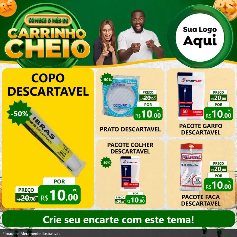 Modelo de Rede Social para Feed Facebook com o tema Carrinho Cheio para Embalagens