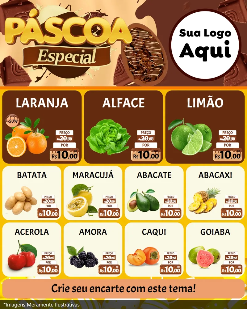 Modelo de Rede Social para Feed Instagram com o tema Páscoa Especial para Hortifrúti