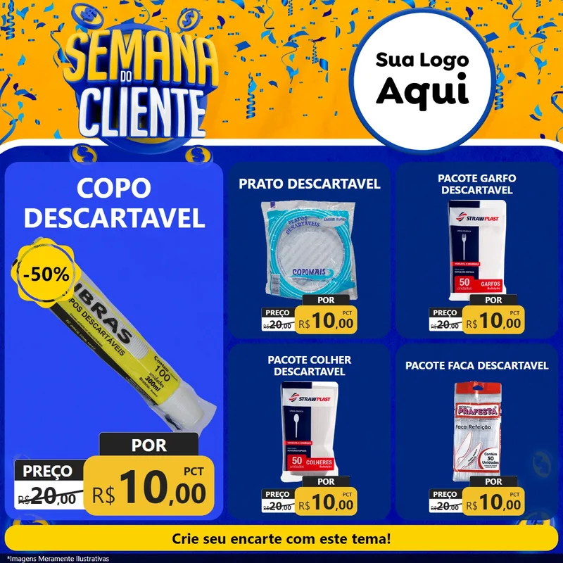 Modelo de Rede Social para Feed Facebook com o tema Semana do Cliente para Embalagens