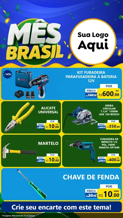 Modelo de TV para TV Vertical com o tema Mês do Brasil para Maquinas e Ferramentas