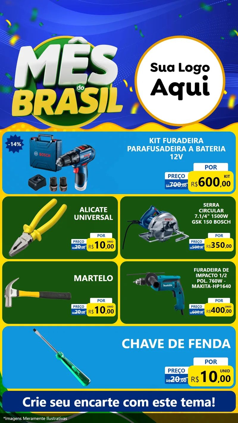 Modelo de TV para TV Vertical com o tema Mês do Brasil para Maquinas e Ferramentas