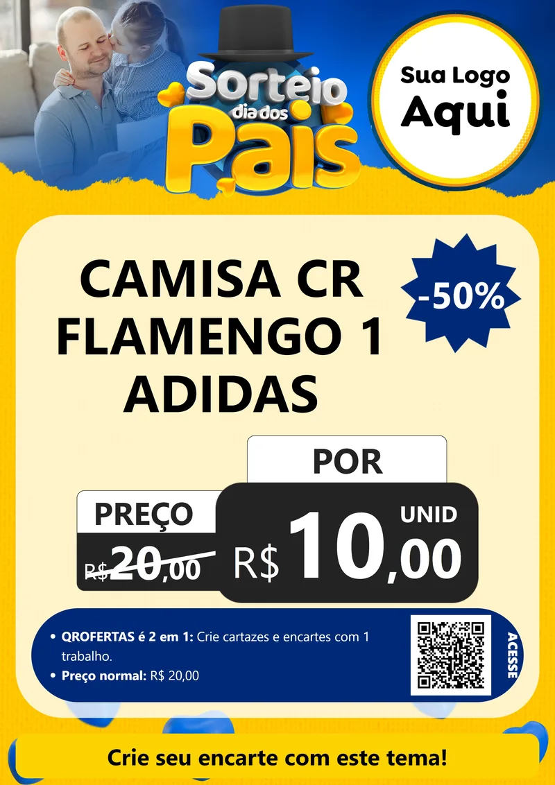 Modelo de Cartaz para Cartaz A4 Vertical com o tema Sorteio Dia Dos Pais para Roupas e acessórios