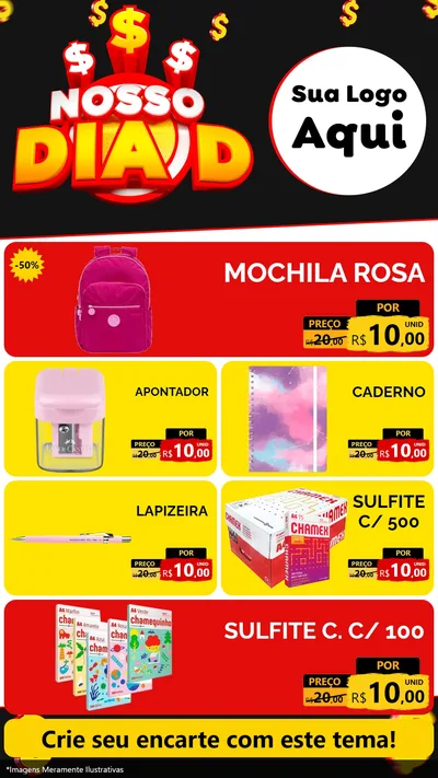 Modelo de TV para TV Vertical com o tema Nosso Dia D para Papelaria