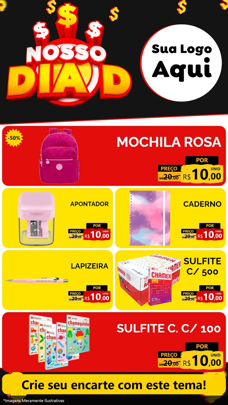 Modelo de TV para TV Vertical com o tema Nosso Dia D para Papelaria