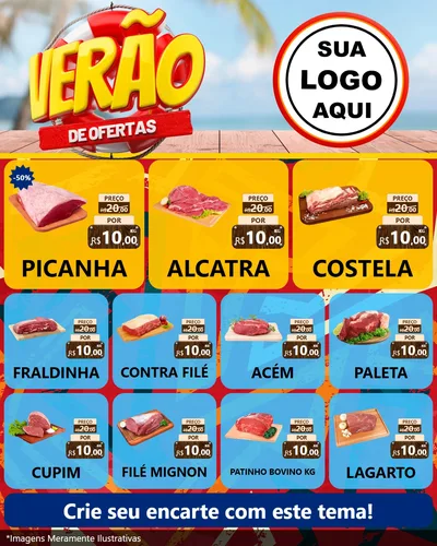 Modelo de Rede Social para Feed Instagram com o tema Verão de Ofertas para Açougue
