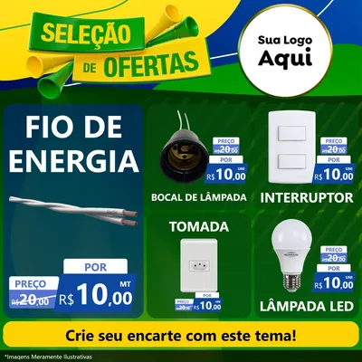 Modelo de Rede Social para Feed Facebook com o tema Seleção de Ofertas - Copa para Materiais Elétricos