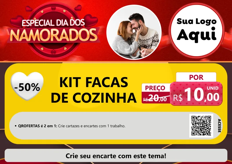 Modelo de Cartaz para Cartaz A4 Horizontal com o tema Especial Dia Dos Namorados para Utilidades Domésticas