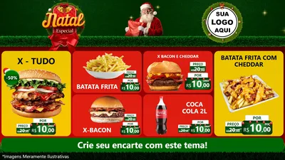 Modelo de TV para TV Horizontal com o tema Natal Especial para Hamburgueria