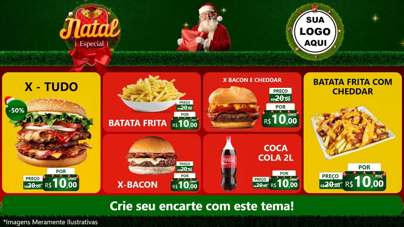 Modelo de TV para TV Horizontal com o tema Natal Especial para Hamburgueria