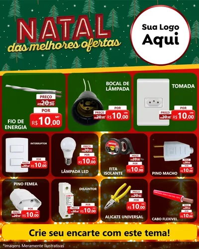 Modelo de Rede Social para Feed Instagram com o tema Natal das Melhores Ofertas para Materiais Elétricos