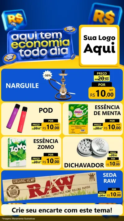 Modelo de TV para TV Vertical com o tema Aqui Tem Economia Todo Dia para Tabacaria