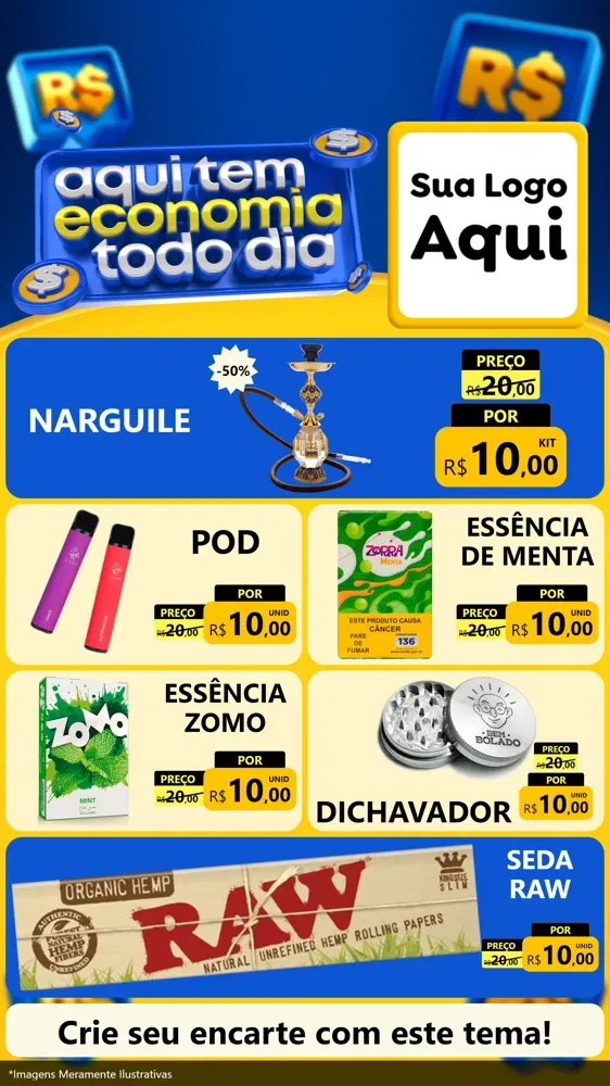 Modelo de TV para TV Vertical com o tema Aqui Tem Economia Todo Dia para Tabacaria