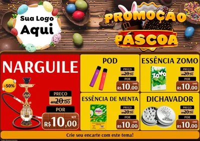 Modelo de Encarte para Encarte A4 Horizontal com o tema Promoção Páscoa para Tabacaria