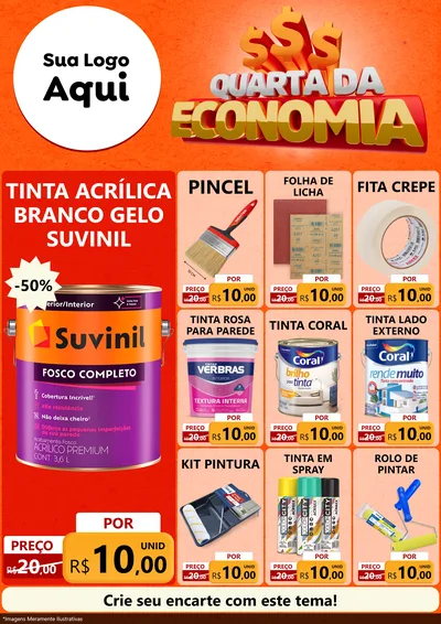 Modelo de Encarte para Encarte A4 Vertical com o tema Quarta da Economia para Tintas e Ferramentas