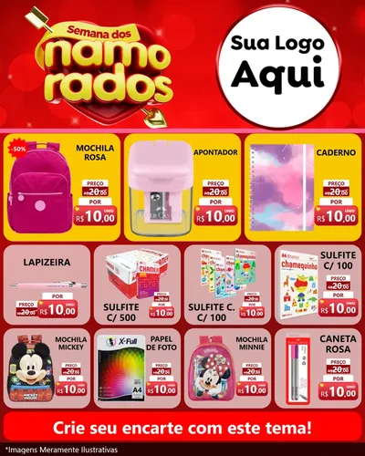 Modelo de Rede Social para Feed Instagram com o tema Semana dos namorados para Papelaria