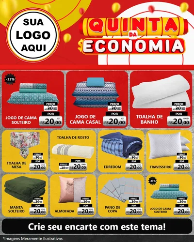 Modelo de Rede Social para Feed Instagram com o tema Quinta da Economia para Cama, Mesa e Banho