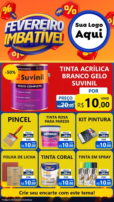 Modelo de Rede Social para Stories com o tema Fevereiro Imbatível para Tintas e Ferramentas