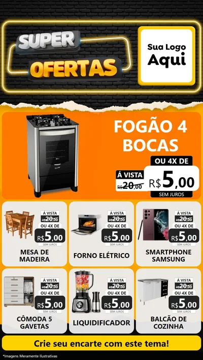 Modelo de Rede Social para Stories com o tema Super Ofertas para Móveis e Eletro