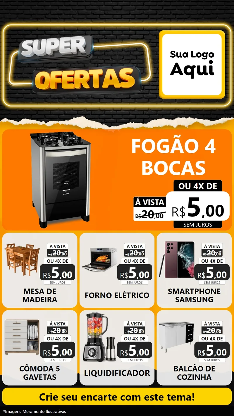 Modelo de Rede Social para Stories com o tema Super Ofertas para Móveis e Eletro