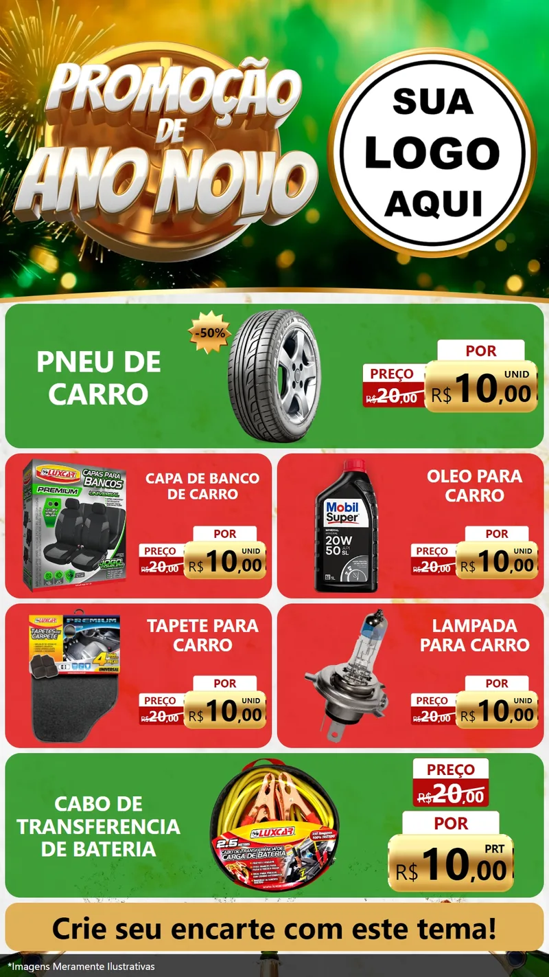Modelo de TV para TV Vertical com o tema Promoção de Ano Novo para Auto peças