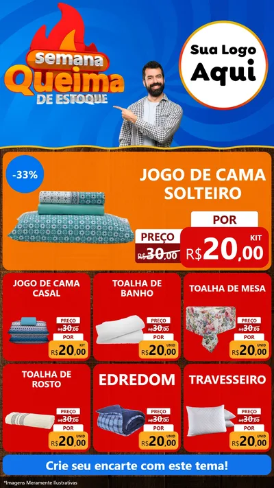 Modelo de Rede Social para Stories com o tema Semana Queima de Estoque para Cama, Mesa e Banho