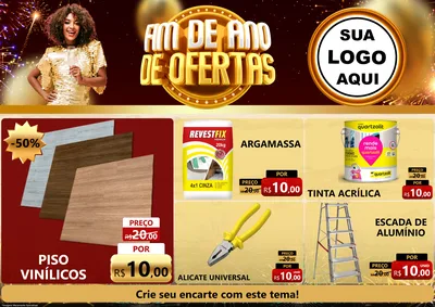 Modelo de Encarte para Encarte A4 Horizontal com o tema Fim de Ano de Ofertas para Material para Construção